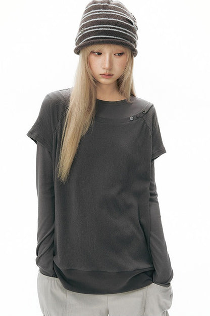Color-Blocked Raglan Knit Blouse