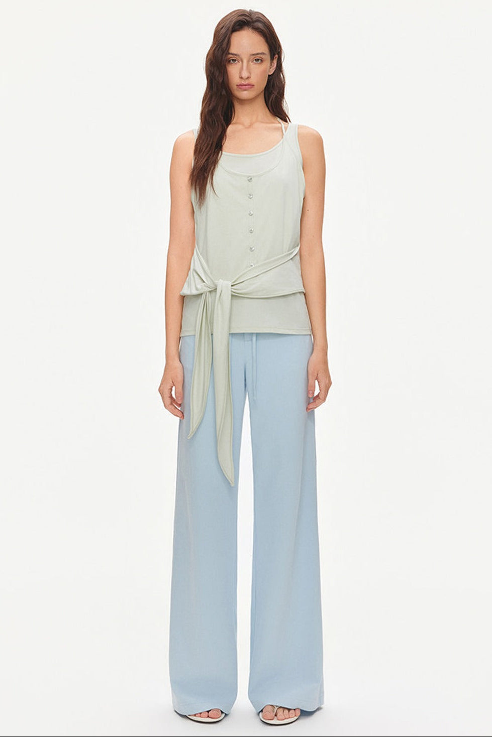 Layered-Look Tie U-Neck Camisole
