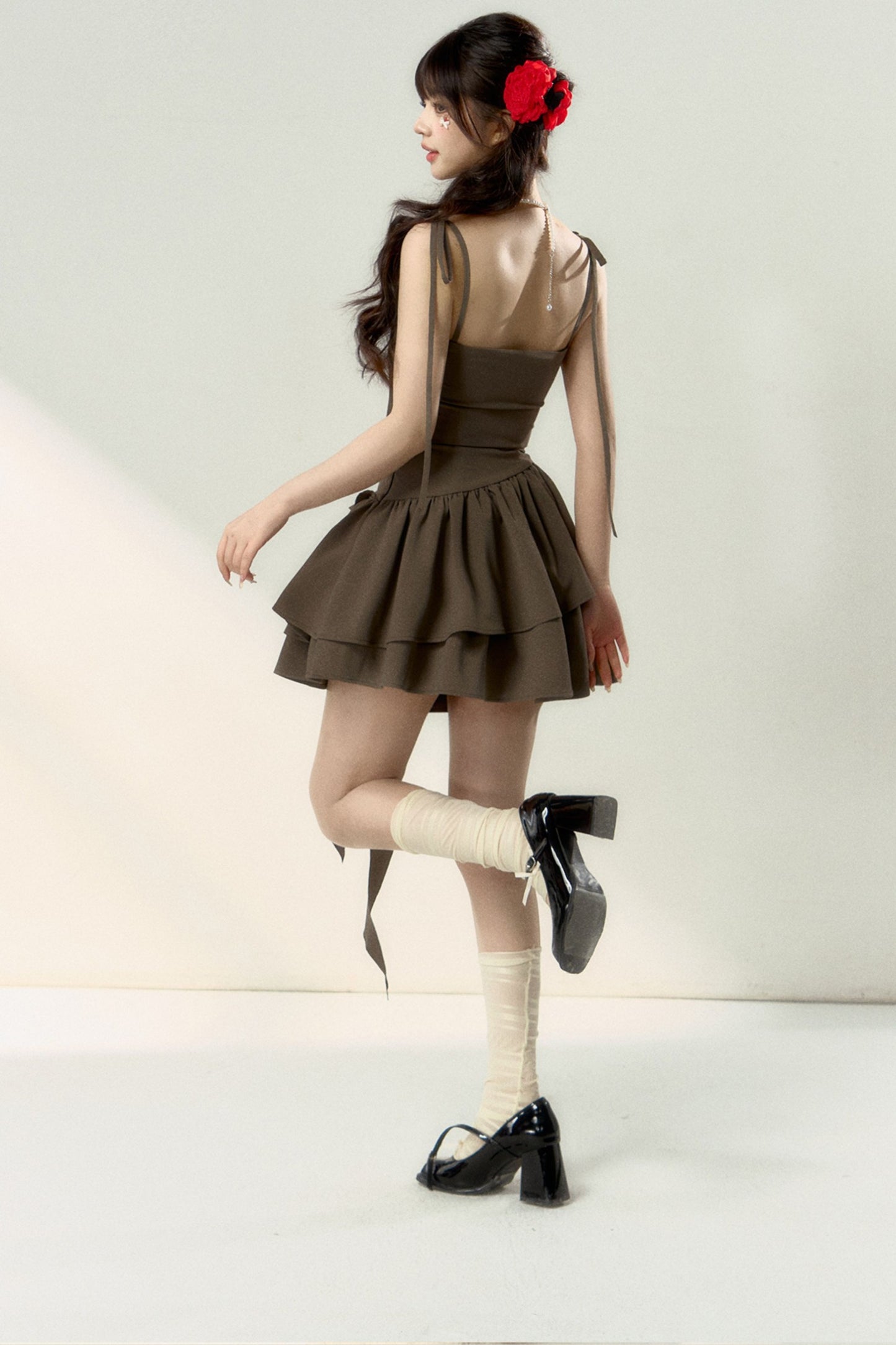 Floral Ballet Suspender Waist Dress