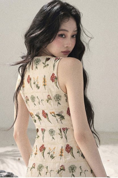 French Floral Waist Dress