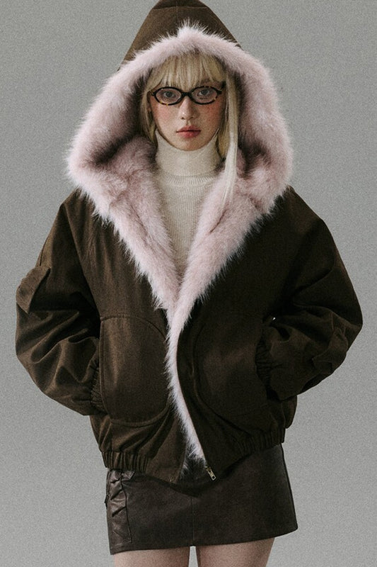 Thick Plush Hooded Jacket