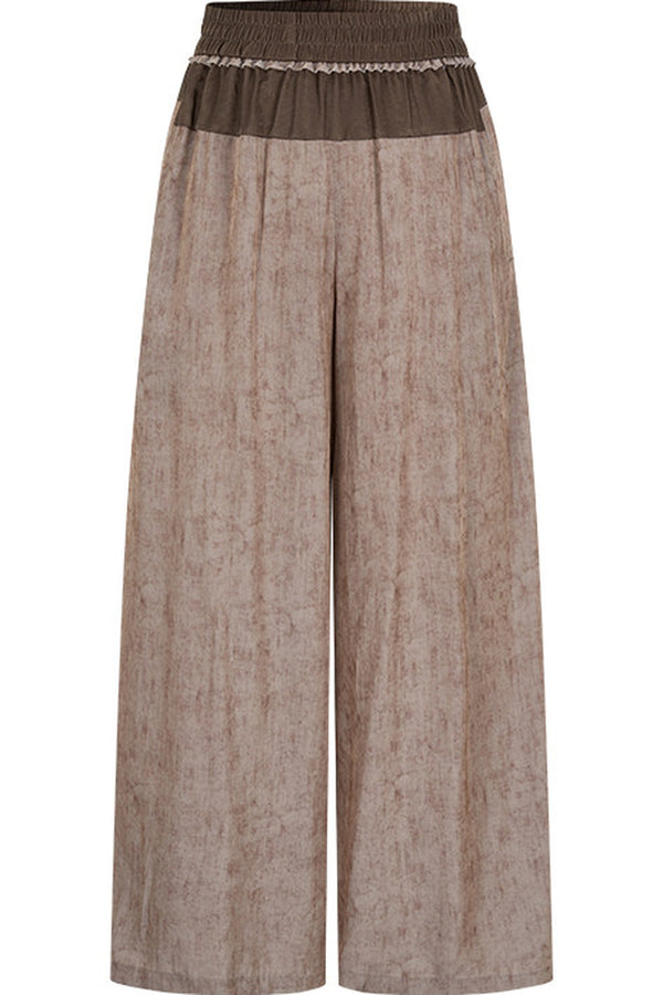Women's Color-Block Waistband Print Straight-Leg Pants