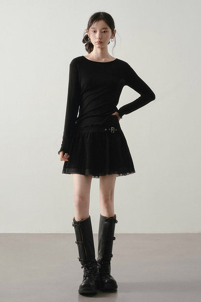 Lace Spliced Skirt