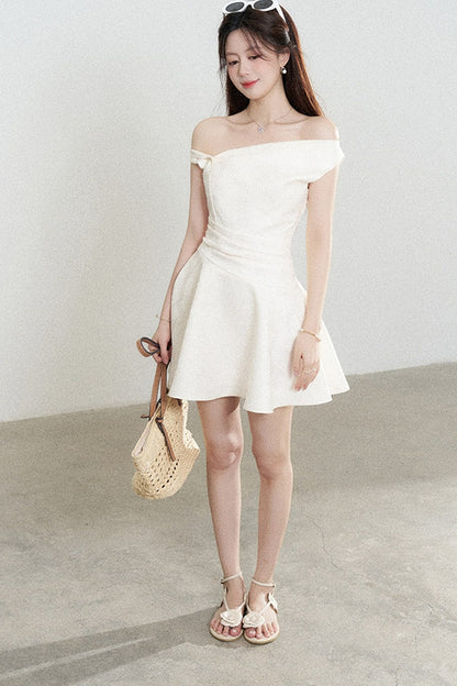 Apricot Off-Shoulder Slimming Dress