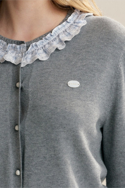 Ruffle Collar Knit Cardigan