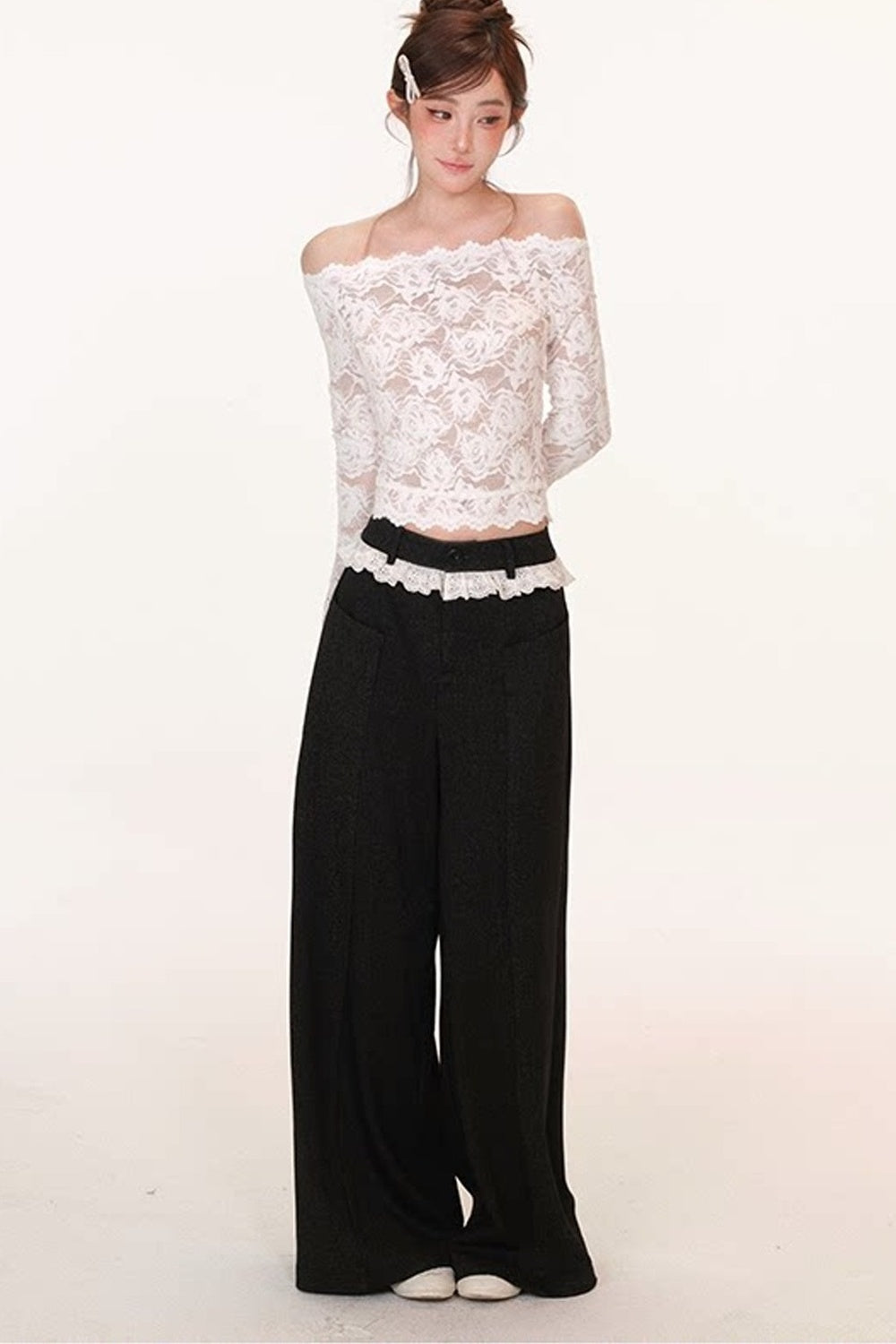 Velvet Lace Bow Top