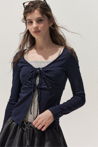 Floral Knot Tie Long Sleeve T-Shirt