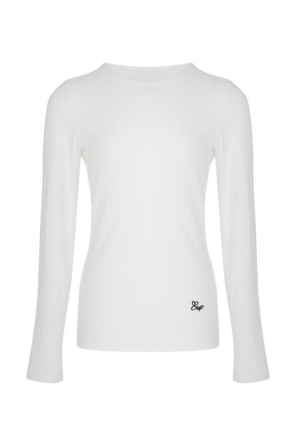 Embroidered Round Neck Long Sleeve Top