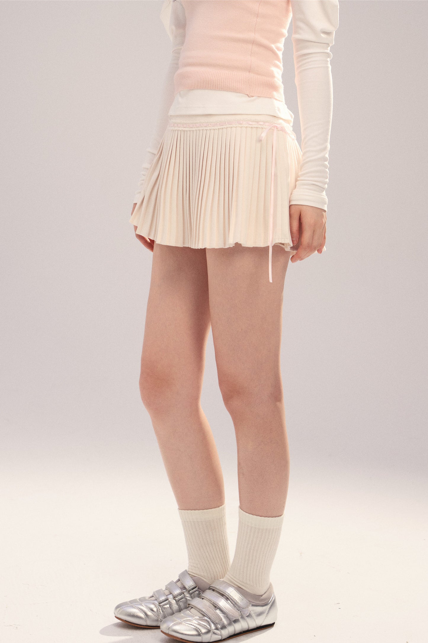 Drawstring Pleated A-Line Skirt