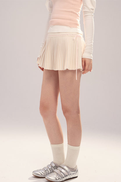 Drawstring Pleated A-Line Skirt