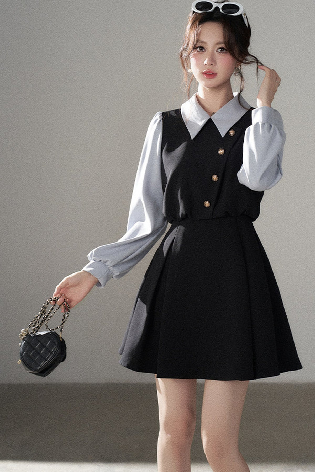 Berkeley Style Contrasting Sleeve Short Dress