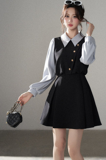 Berkeley Style Contrasting Sleeve Short Dress