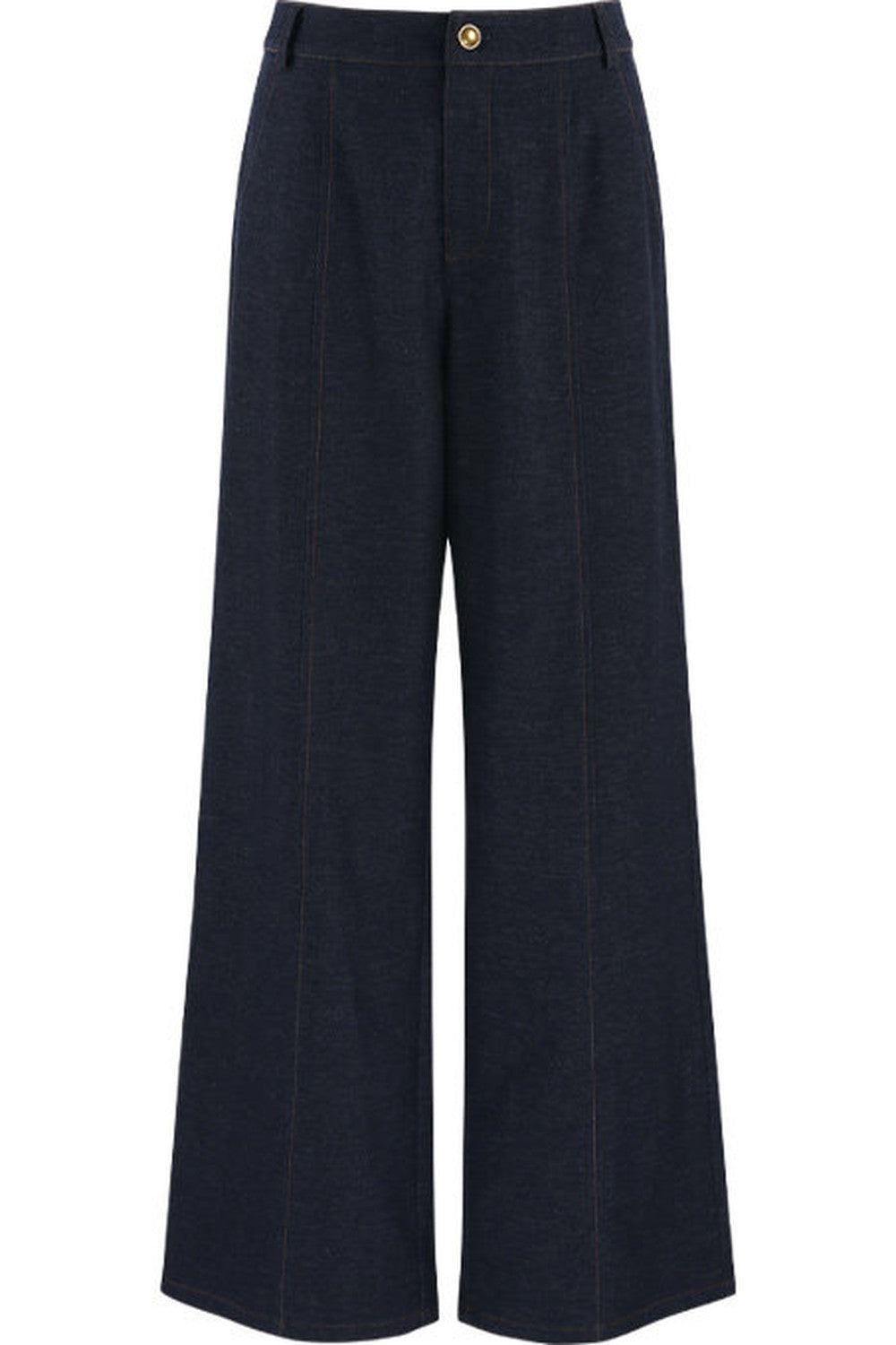 Asymmetrical Lapel Blue Top and Pants Set-Up