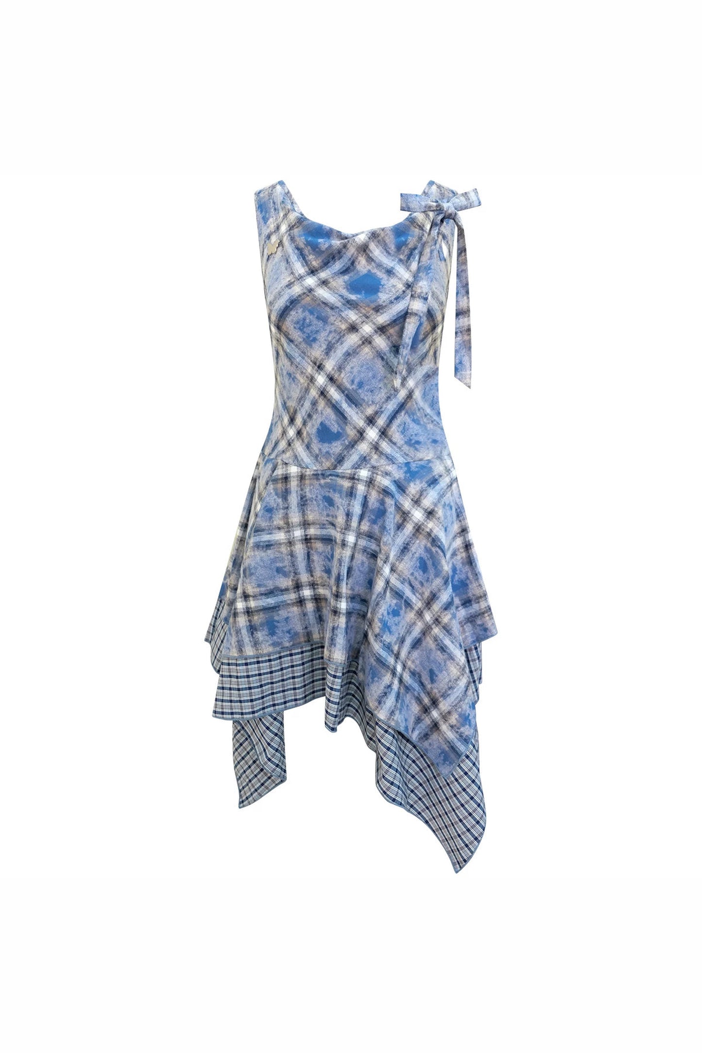 Vestido de tirantes de cuadros azules irregulares