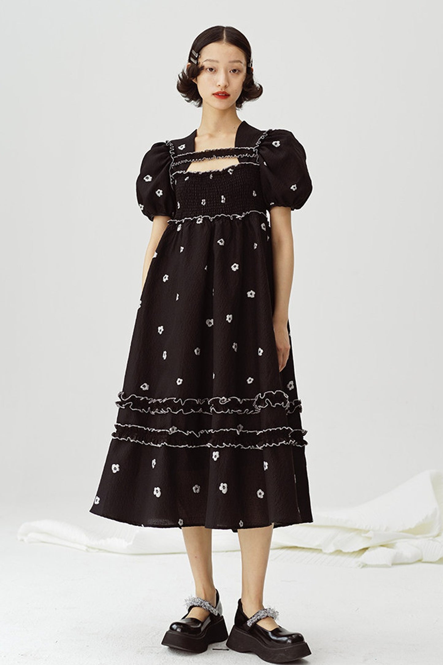 Floral Puff-Sleeve Dress