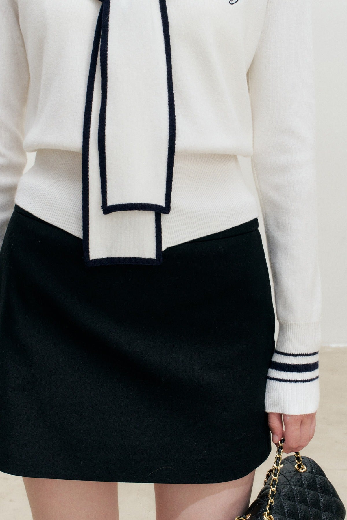 Sailor Collar Shawl Knit Sweater