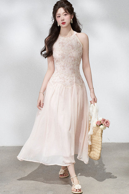 Ladylike Lace Halterneck Dress
