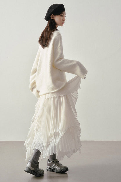 3D Textured Pleated Skirt