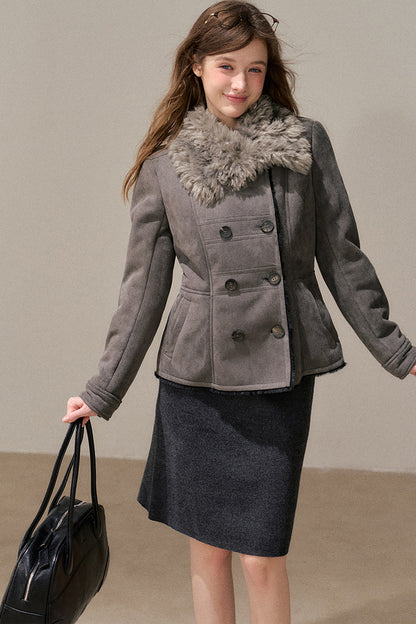 High-Waisted Straight Woolen Skirt
