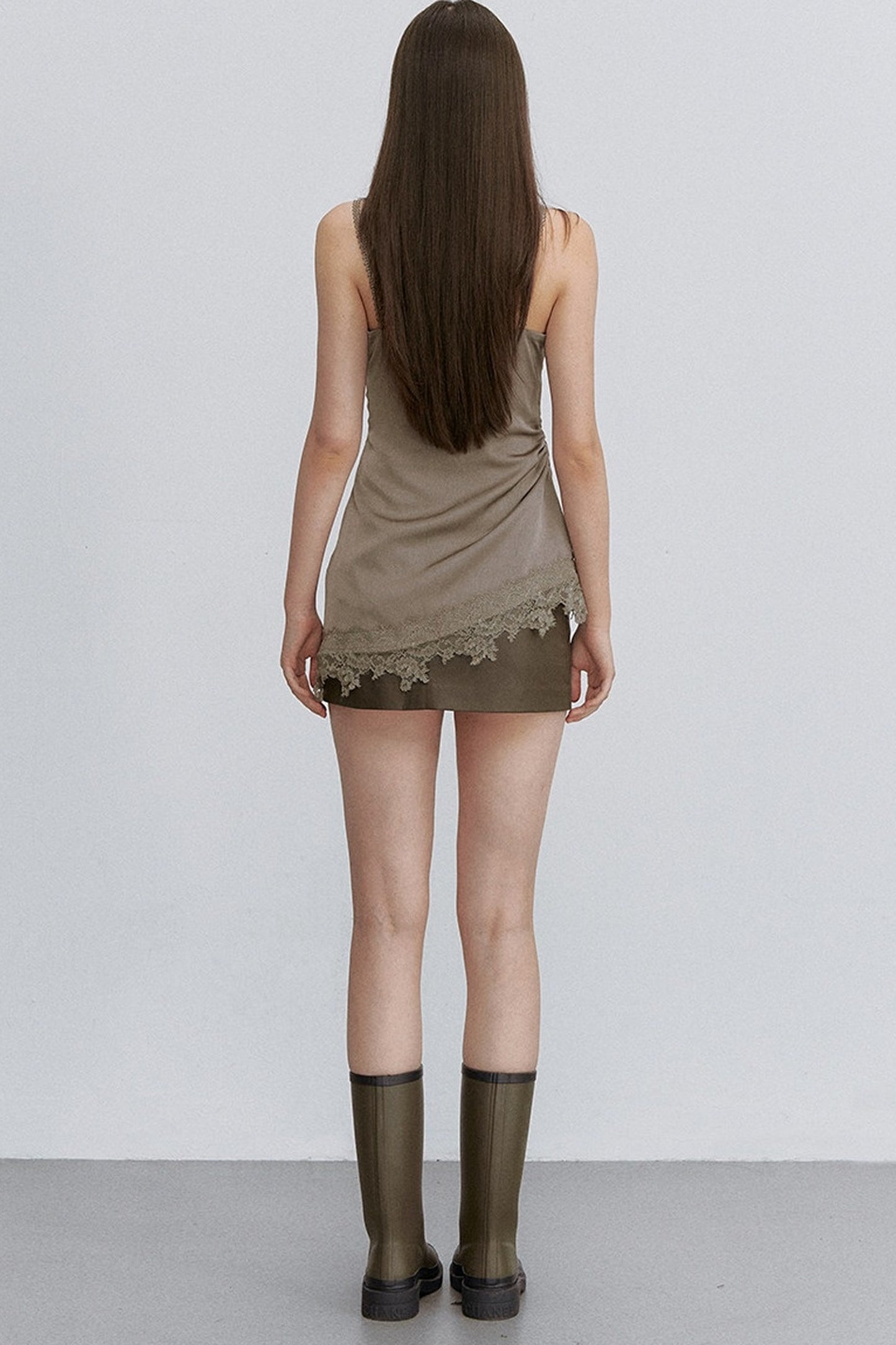 Asymmetrical Satin Lace Top