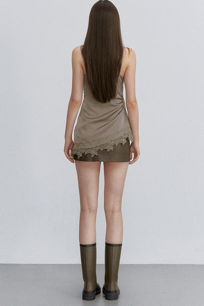 Asymmetrical Satin Lace Top