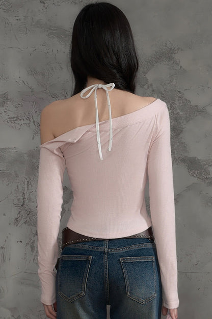 Off-Shoulder Long-Sleeve Top and Pants Set-Up