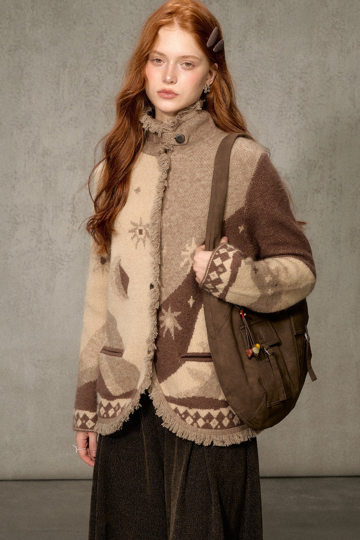 Jacquard Knit Cardigan