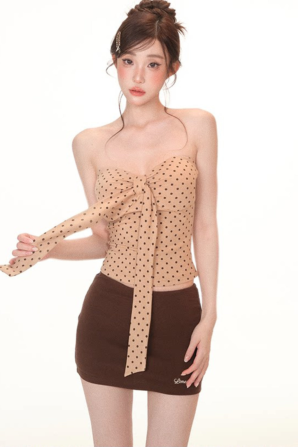 Autumn Long-Sleeve Base Shirt Tube Top and Skirt Set-Up