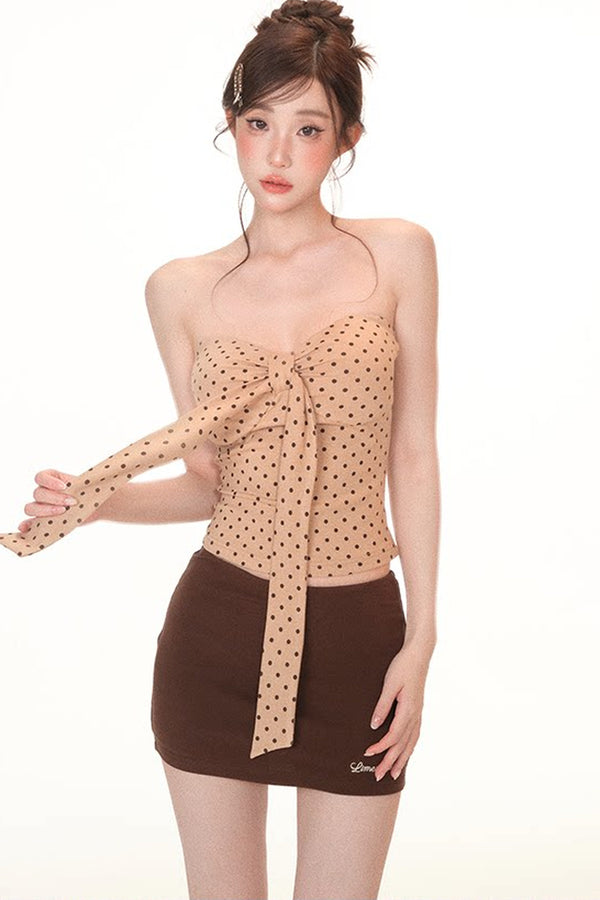 Autumn Long-Sleeve Base Shirt Tube Top and Skirt Set-Up