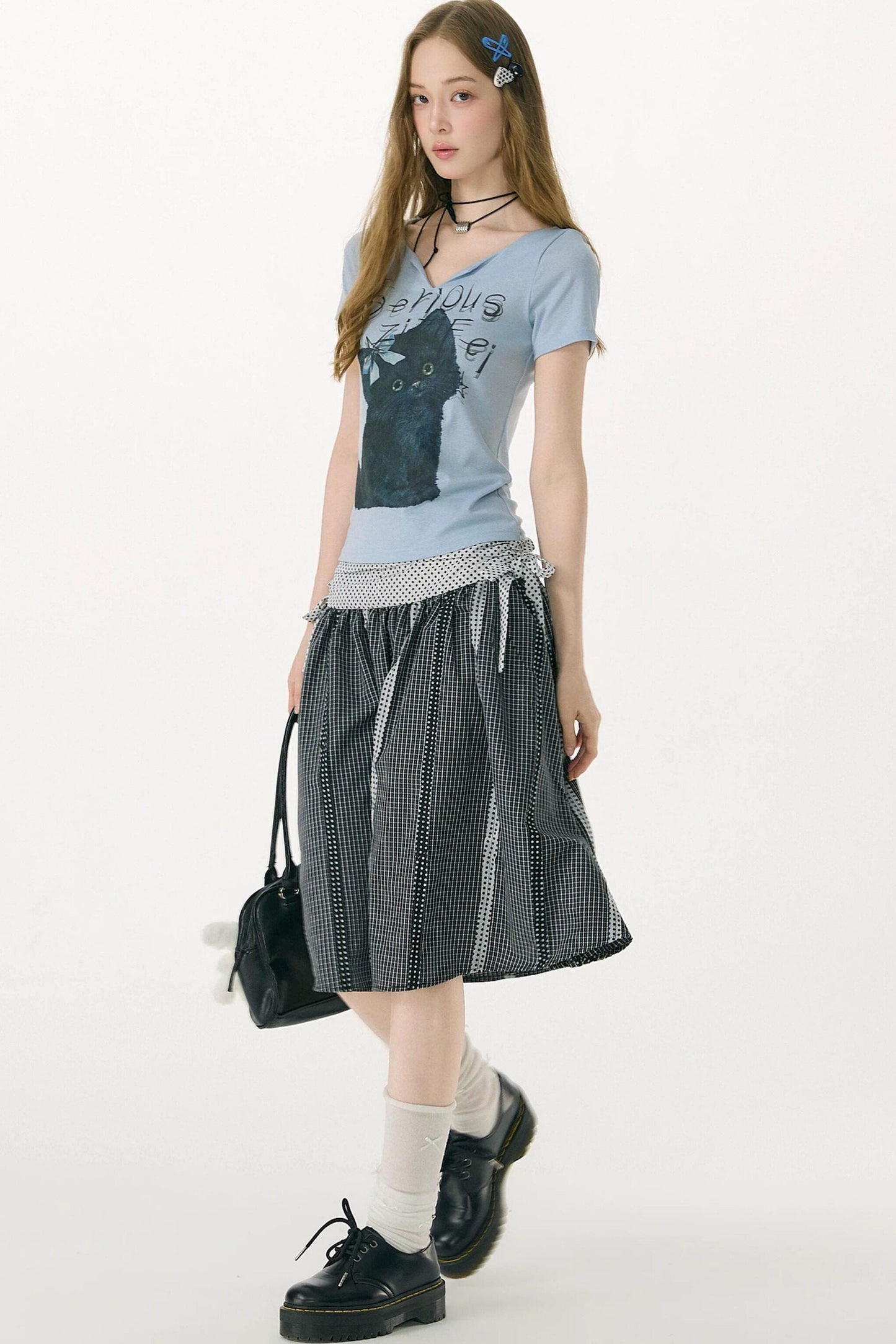 Retro Plaid Patchwork Skirt