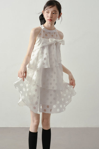 Polka Dot Ruffle Halter Dress