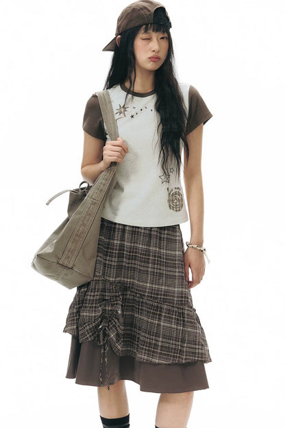 Plaid Multi-Layer Cake Skirt