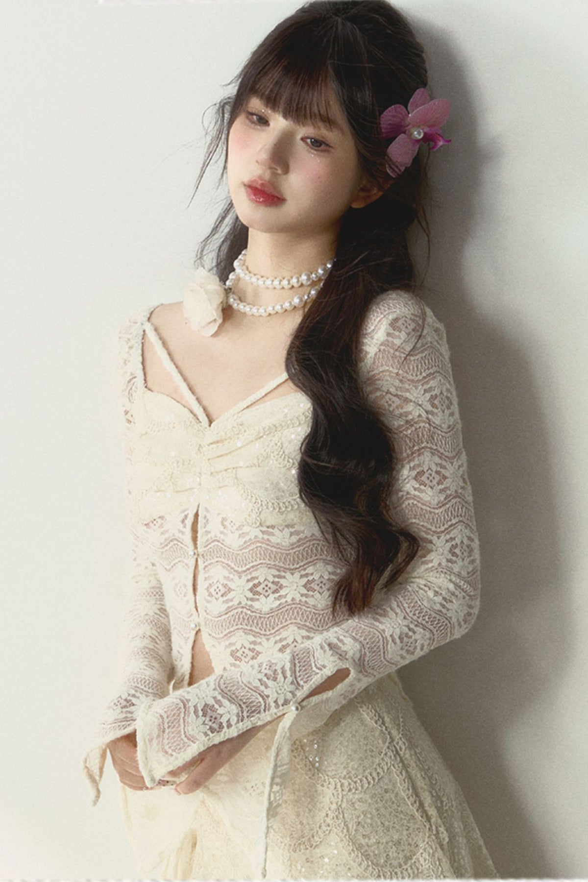 New Chinese Lace Top and Skirt Set-Up