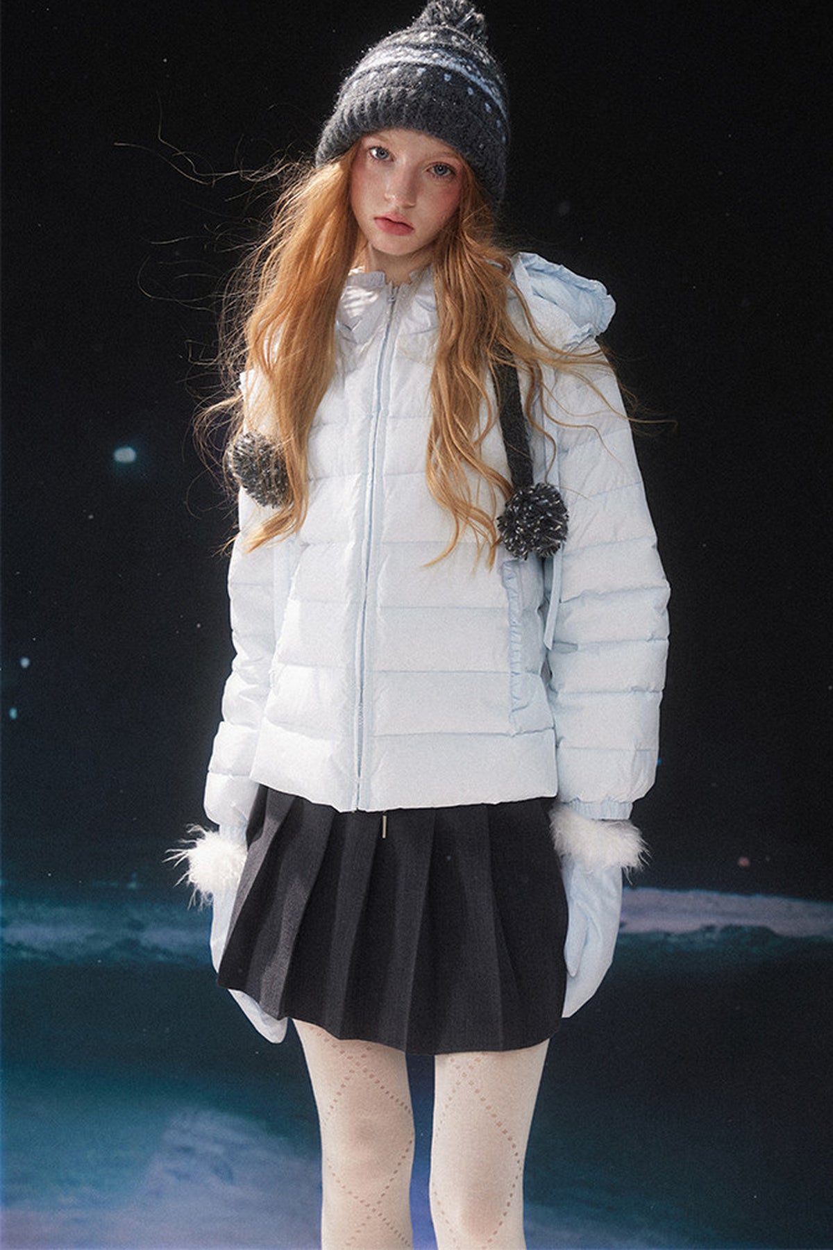 Blue Bear Detachable Sleeve Down Jacket