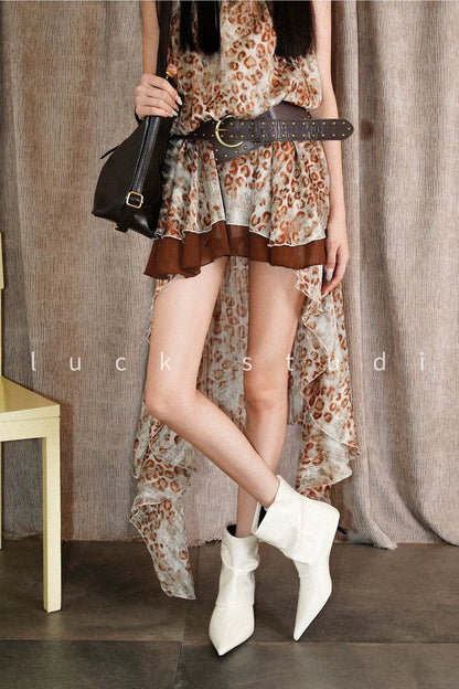 Pointed Toe Soft Leather Slouch Boots