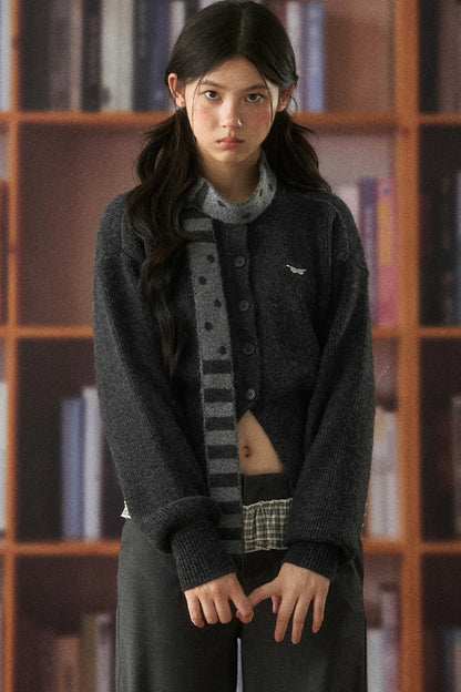 Polka Dot Knit Cardigan and Pants Set-Up