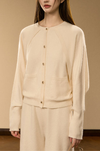 Wool and Cashmere Blend Cardigan and Pants Set-Up