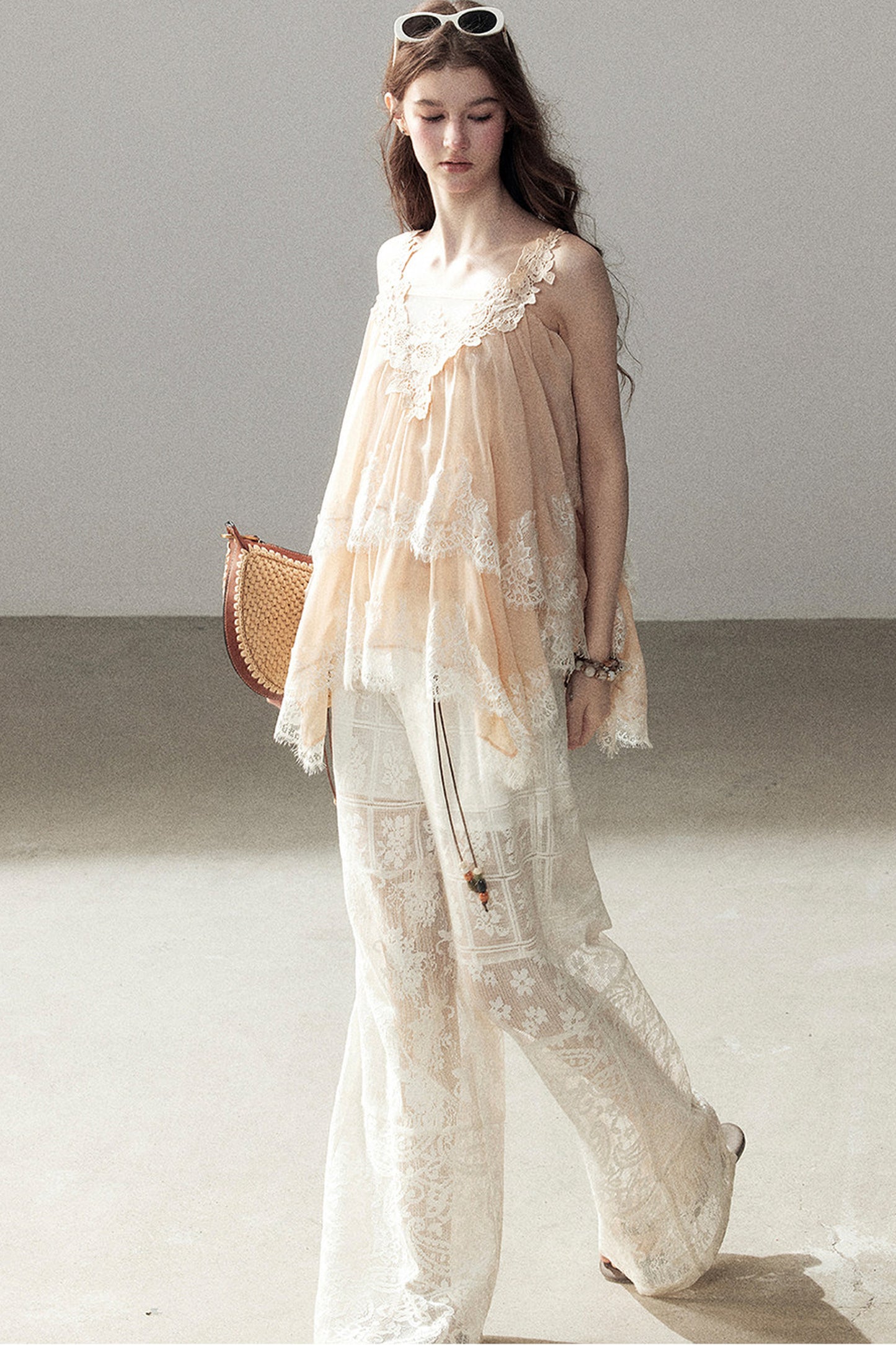 Irregular Lace Chiffon Camisole
