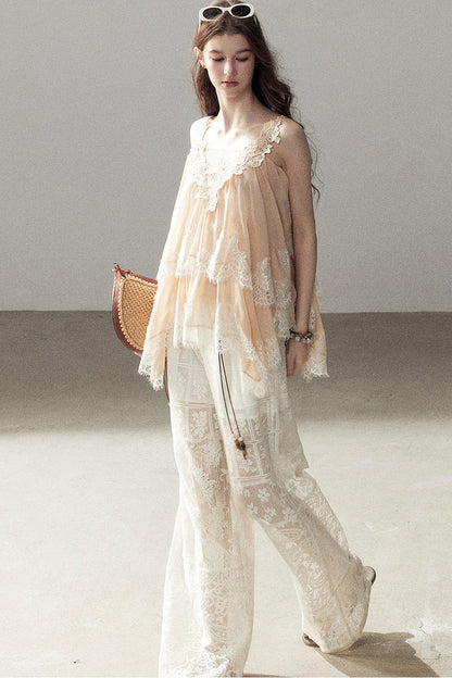 Irregular Lace Chiffon Camisole