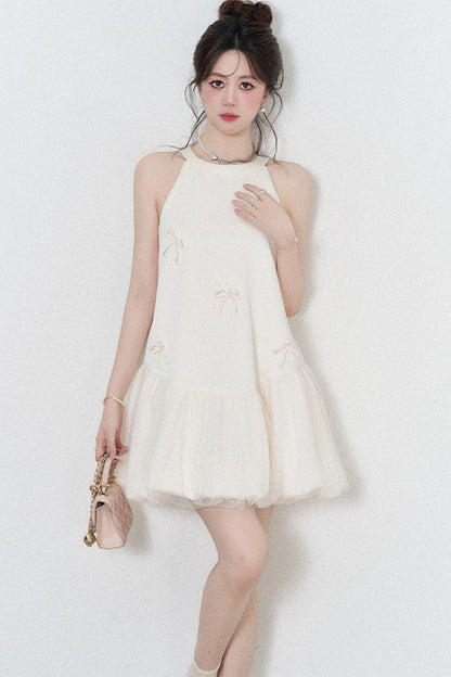 Apricot Halter Mesh Dress