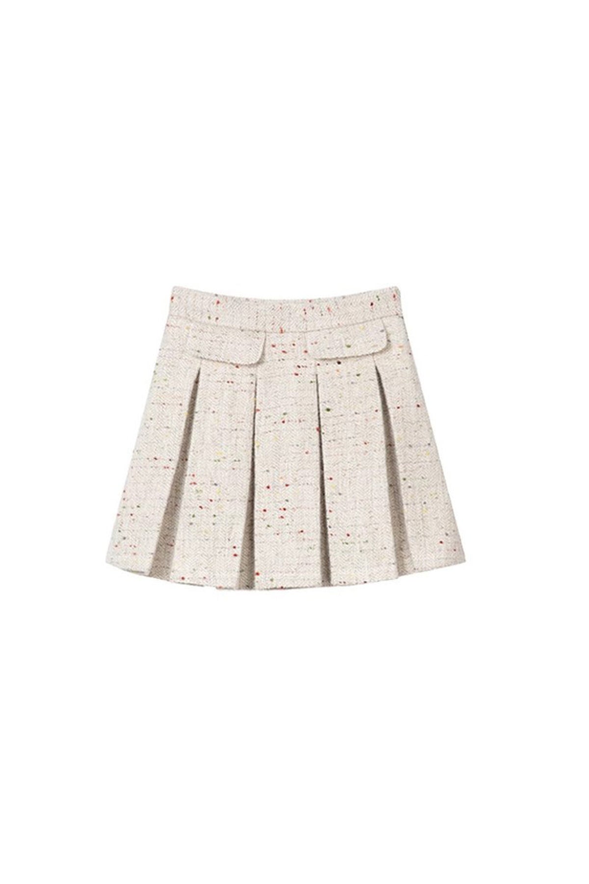 Completo con giacca in tweed di lana e gonna plissettata