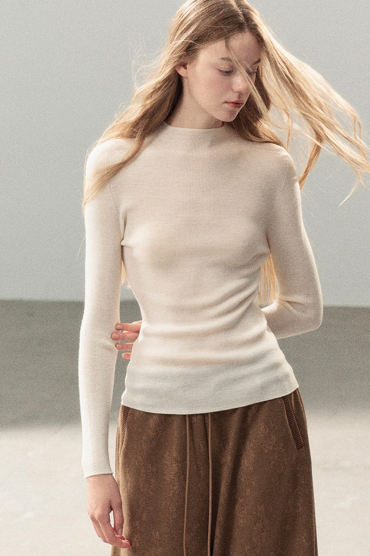 Conjunto de chaqueta y top de capa base de punto
