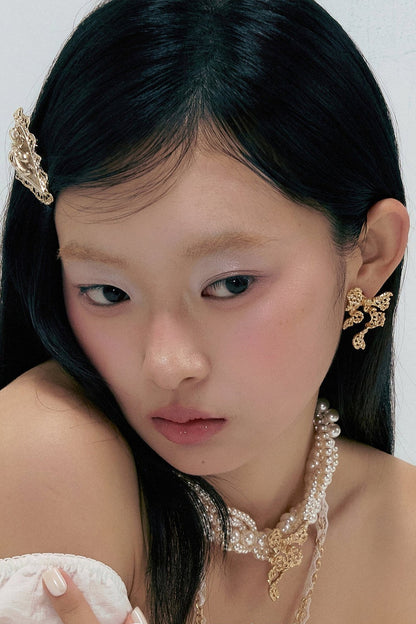 Lace Series Cut-Out Bow Earrings