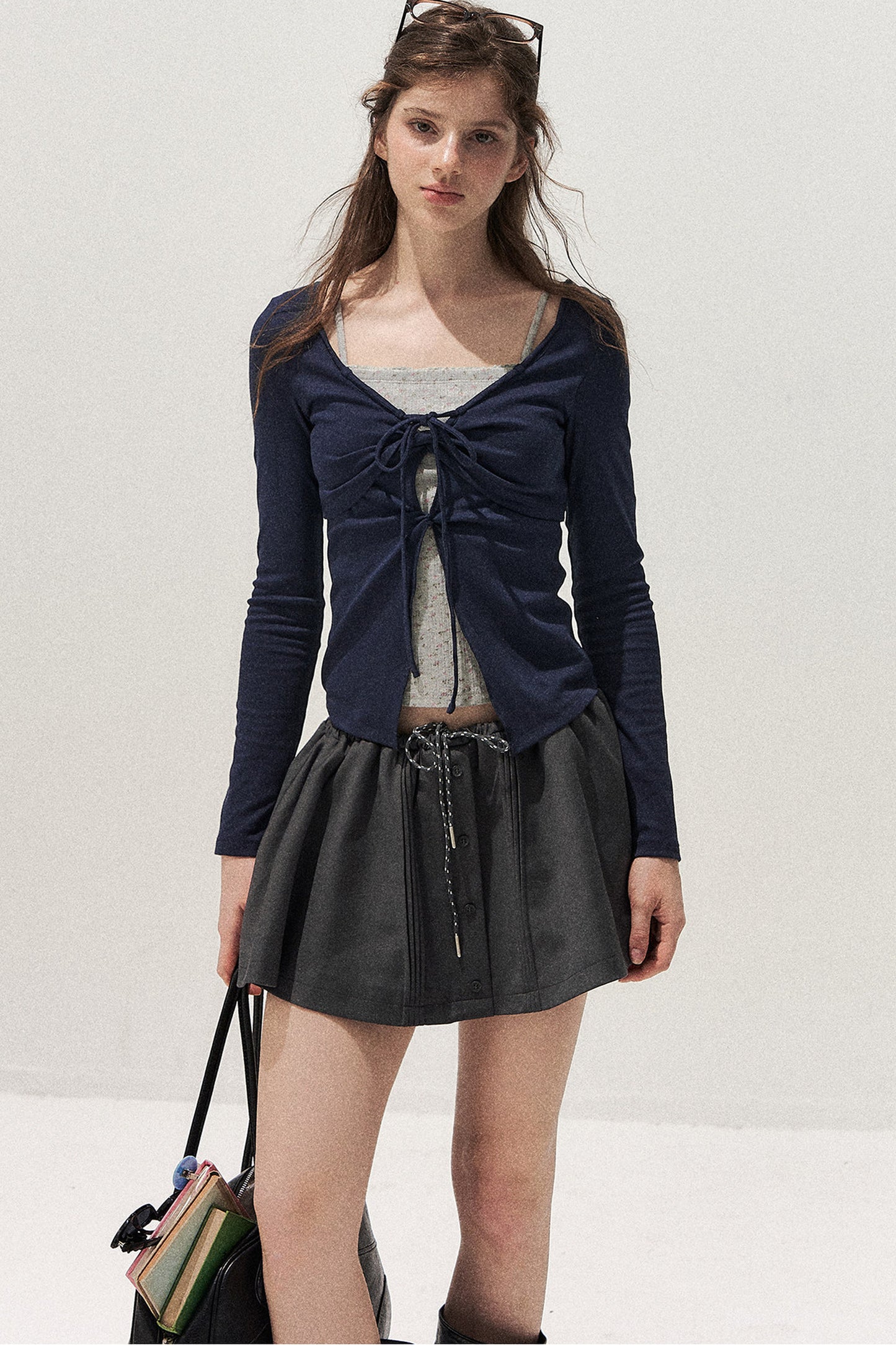 Floral Knot Tie Long Sleeve T-Shirt