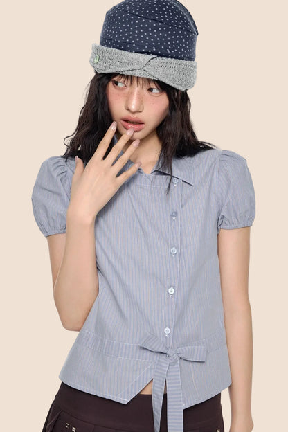 Puff Sleeve Striped Blouse