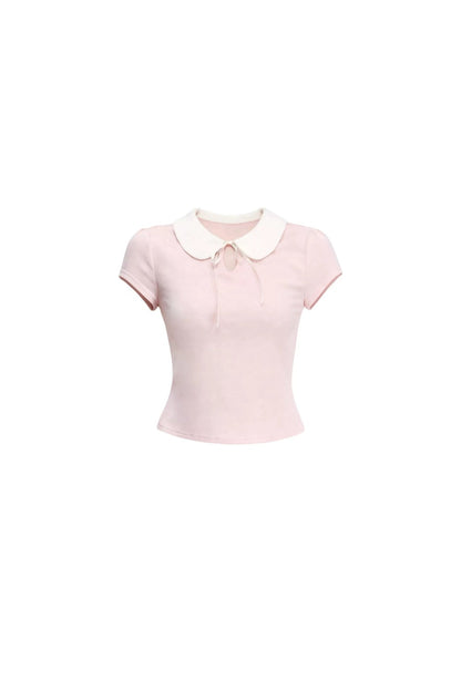 Top a Manica Corta con Collo a Camicia