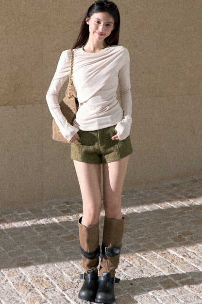 Asymmetrical Tidal Marsh Vein Knit Top
