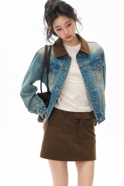 Blue Vintage Denim Jacket and Skirt Set-Up