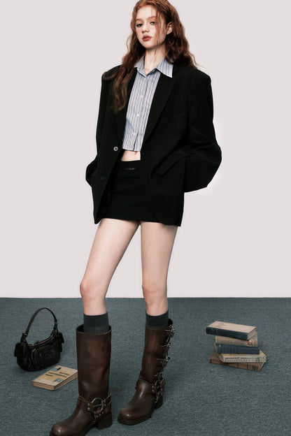 Loose Fit Striped Long-Sleeved Shirt