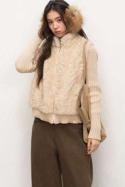 Set aus Strickjacke mit Stehkragen und Hose